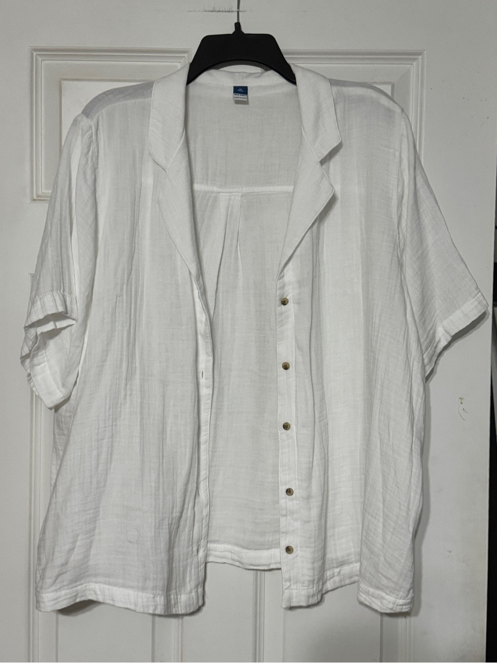 Old Navy Size XL Tall White Short-Sleeve Button-Front Linen Blend Shirt